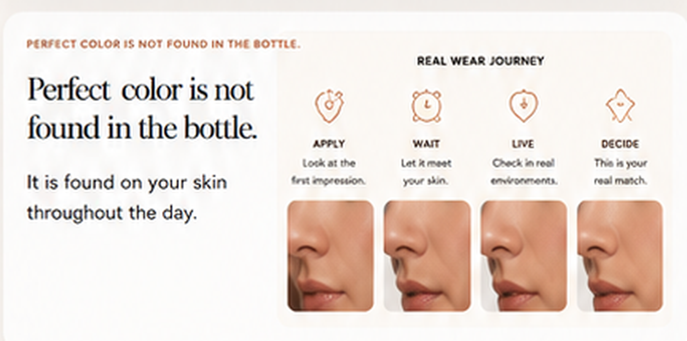Visual board showing a tomorrow makeup plan for foundation oxidation.